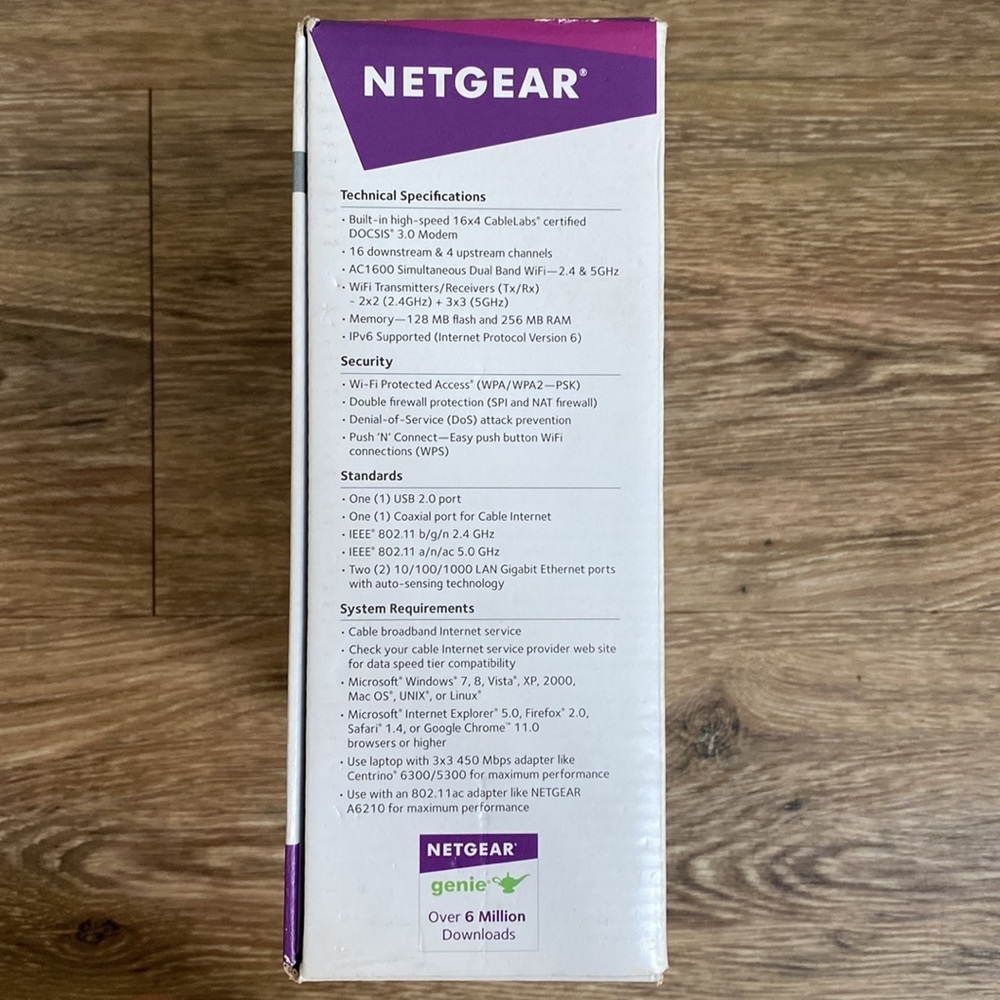 NIB NETGEAR AC-1600 Dual Band WiFi Cable Router Modem in Black - Picture 7 of 12